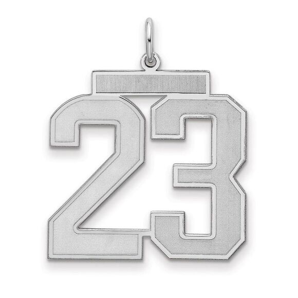 Sterling Silver Jersey Collection Large Number 23 Pendant